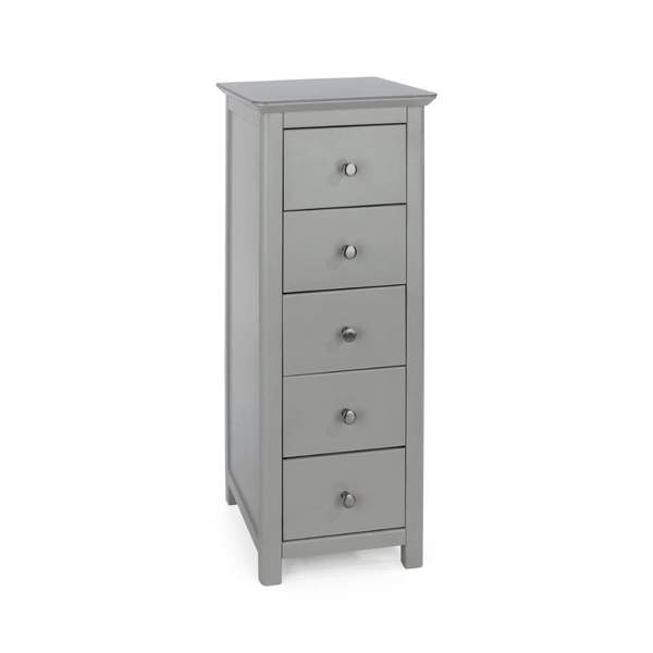 Elgin 5 Drawer Narrow Chest Grey Painted