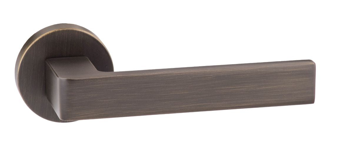 Forme Asti Lever On Round Rose Pair Of Door Handles In Urban Bronze