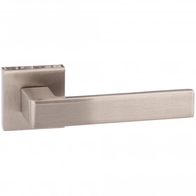 Forme Asti Lever On Square Rose Pair Of Door Handles In Satin Nickel