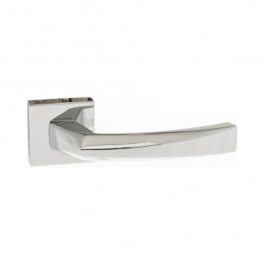 Forme Crystal Lever On Square Rose Pair Of Door Handles In Polished Chrome