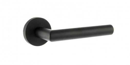 Forme Elle Lever On Round Rose Pair Of Door Handles In Matt Black