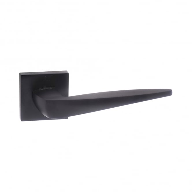 Forme Foglia Lever On Square Rose Pair Of Door Handles In Matt Black