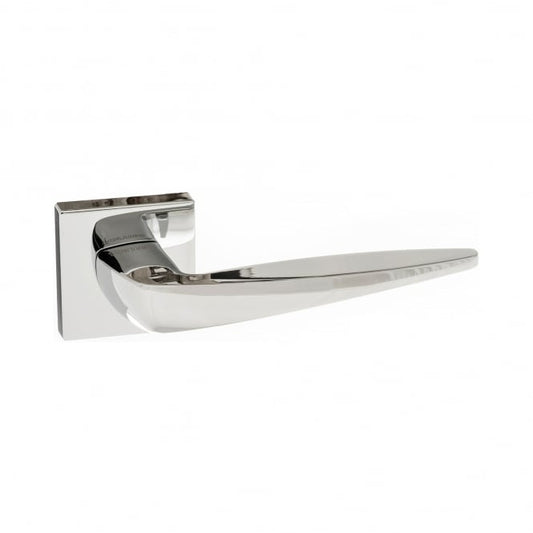 Forme Foglia Lever On Square Rose Pair Of Door Handles In Polished Chrome