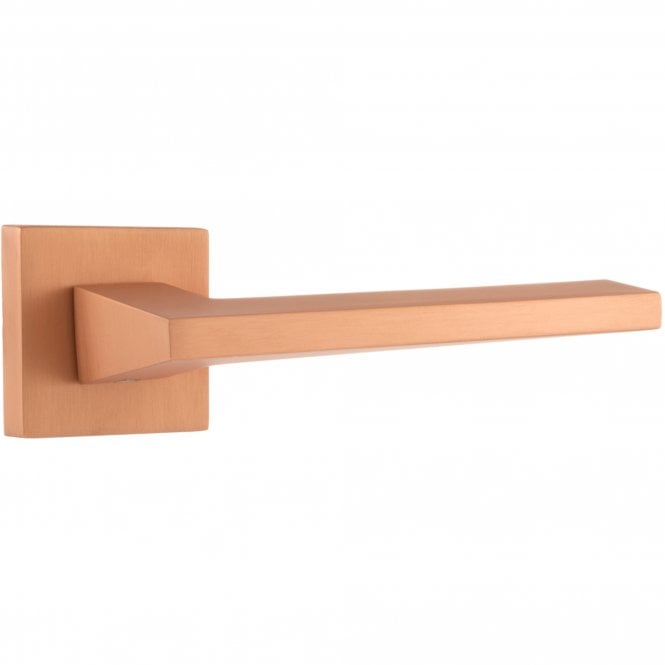 Forme Lorena Lever On Square Rose Pair Of Door Handles In Urban Satin Copper