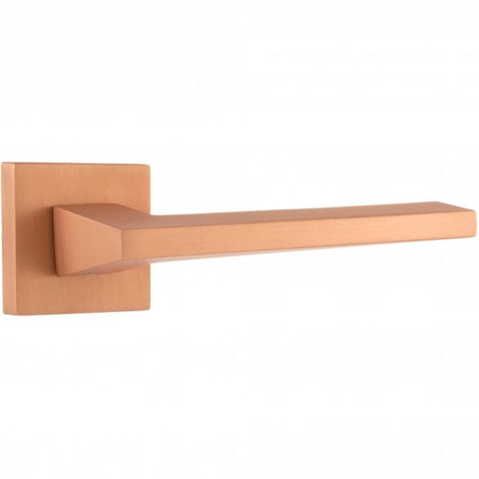 Forme Lorena Lever On Square Rose Pair Of Door Handles In Urban Satin Copper