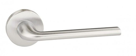 Forme Milly Lever On Round Rose Pair Of Door Handles In Satin Chrome