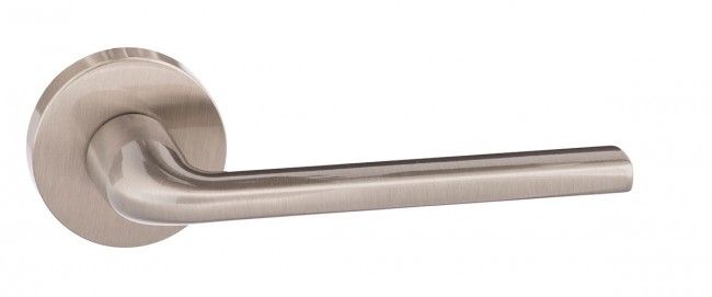 Forme Milly Lever On Round Rose Pair Of Door Handles In Satin Nickel