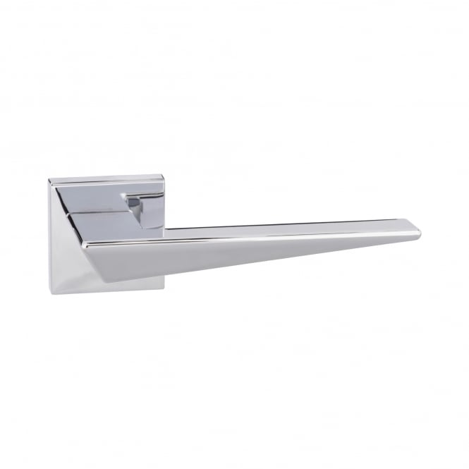 Forme Naxos Lever On Square Rose Pair Of Door Handles In Polished Chrome