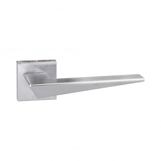 Forme Naxos Lever On Square Rose Pair Of Door Handles In Satin Chrome