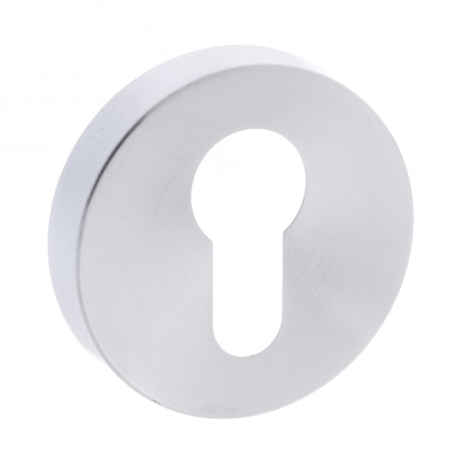 Forme Pair Of Euro Escutcheon On Round Rose In Satin Chrome