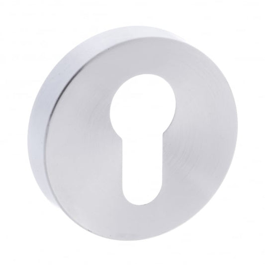 Forme Pair Of Euro Escutcheon On Round Rose In Satin Chrome