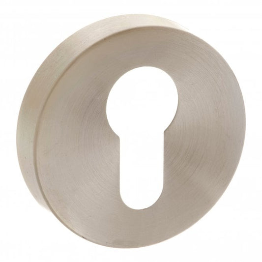 Forme Pair Of Euro Escutcheon On Round Rose In Satin Nickel