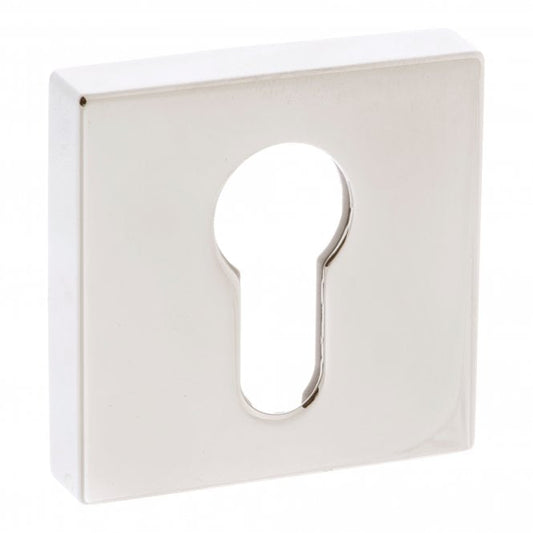 Forme Pair Of Euro Escutcheon On Square Rose In Polished Nickel