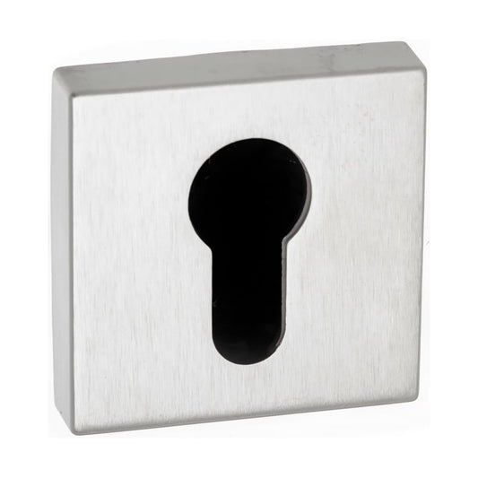 Forme Pair Of Euro Escutcheon On Square Rose In Satin Chrome