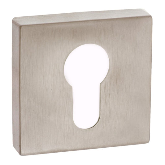 Forme Pair Of Euro Escutcheon On Square Rose In Satin Nickel