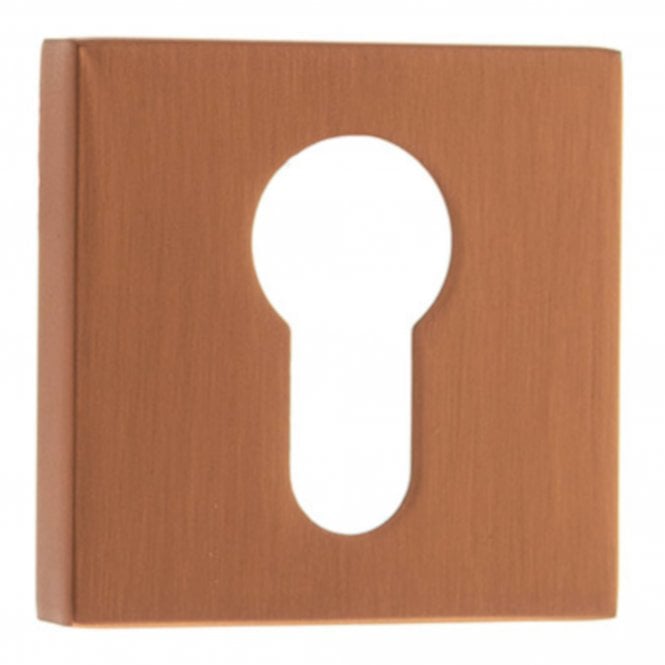 Forme Pair Of Euro Escutcheon On Square Rose In Urban Satin Copper