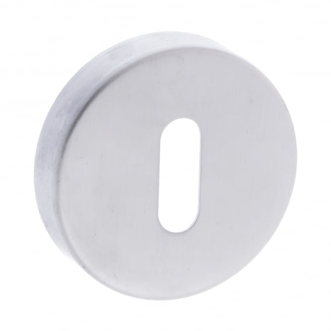 Forme Pair Of Key Escutcheon On Round Rose In Satin Chrome