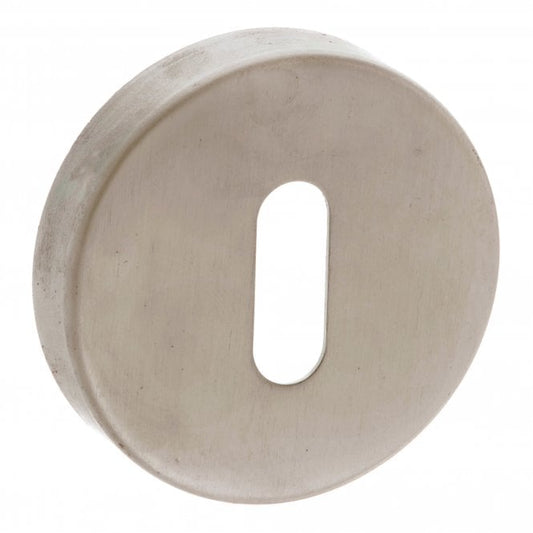 Forme Pair Of Key Escutcheon On Round Rose In Satin Nickel