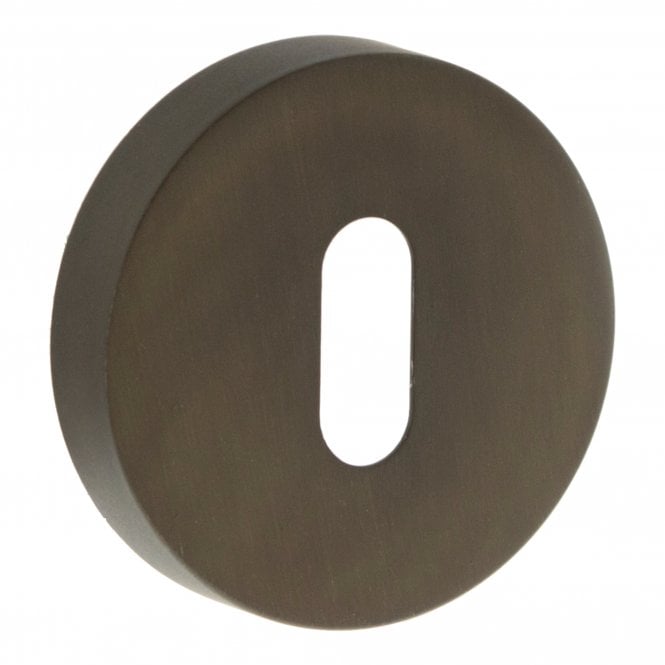 Forme Pair Of Key Escutcheon On Round Rose In Urban Dark Bronze