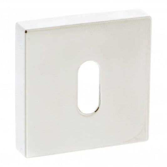 Forme Pair Of Key Escutcheon On Square Rose In Polished Nickel