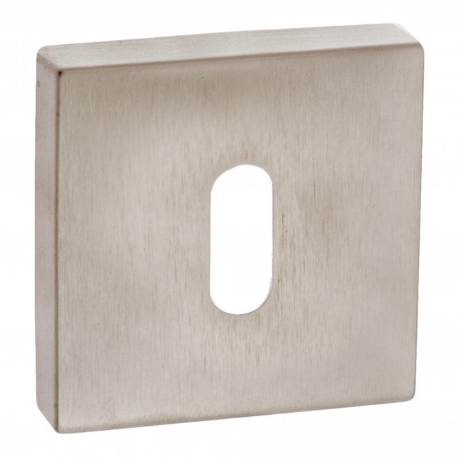 Forme Pair Of Key Escutcheon On Square Rose In Satin Nickel