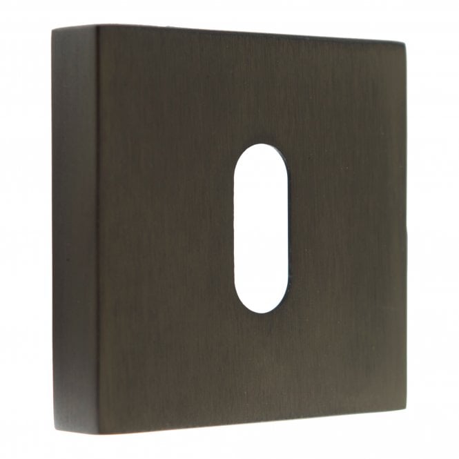 Forme Pair Of Key Escutcheon On Square Rose In Urban Dark Bronze