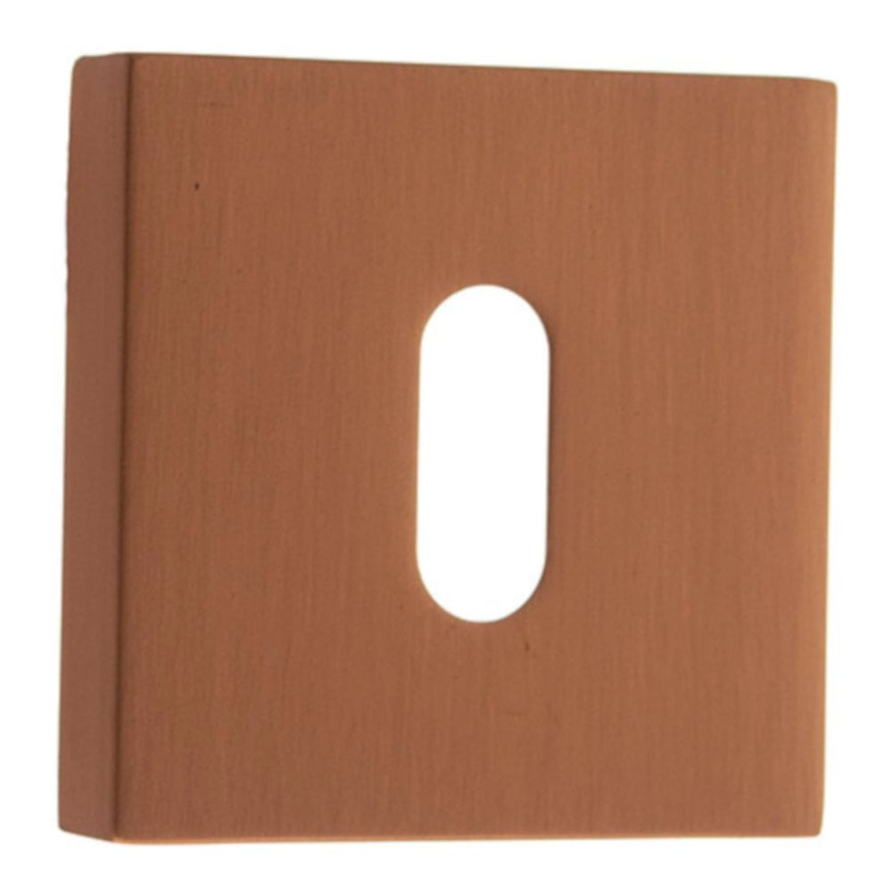 Forme Pair Of Key Escutcheon On Square Rose In Urban Satin Copper