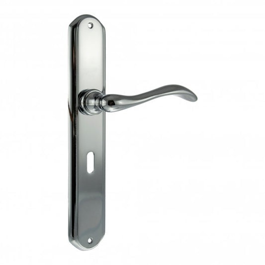 Forme Valence Lever On Key Backplate Pair Of Door Handles In Polished Chrome