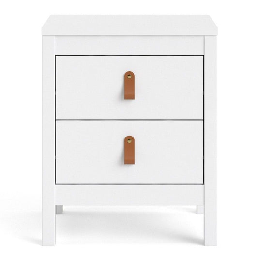 Barcelona White Bedside Table 2 Drawers