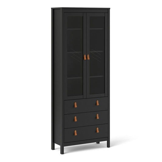 Barcelona Black  China cabinet 2 doors w/glass + 3 drawers