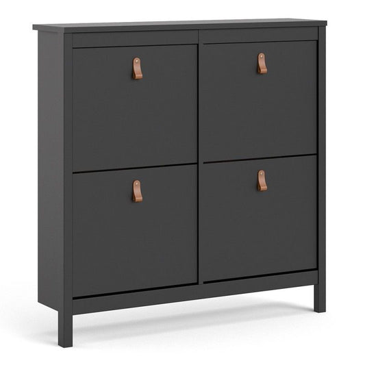 Barcelona Shoe cabinet Matt Black With 4 Flip Down Doors