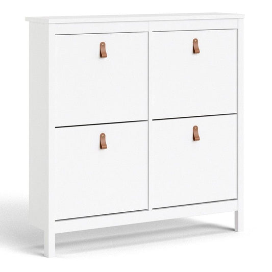 Barcelona Shoe Cabinet White 4 Flip Down Doors