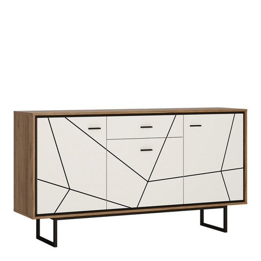 Brolo 3 Door 1 Drawer Sideboard Walnut and Dark Panel Finish