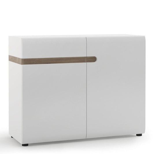 Chelsea Living 1 drawer 2 door sideboard in white with and Truffle Oak Trim