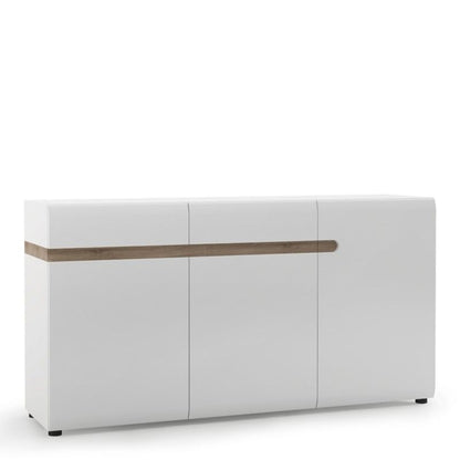 Chelsea Living 2 drawer 3 door sideboard in white with and Truffle Oak Trim