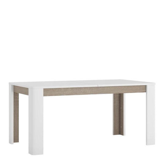 FTG Chelsea Living Extending Dining Table in white with an Truffle Oak Trim