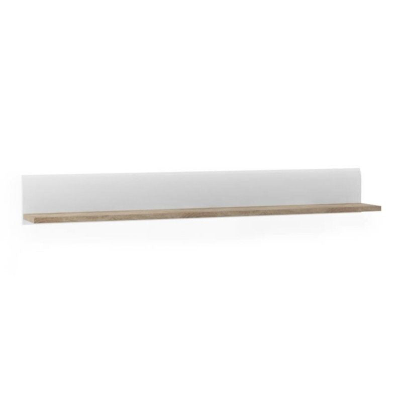 Chelsea Living Wall Shelf in white with an Truffle Oak Trim