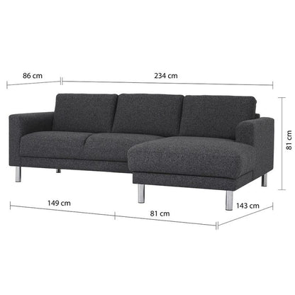 Cleveland Chaiselongue Sofa Right Hand in Nova Anthracite