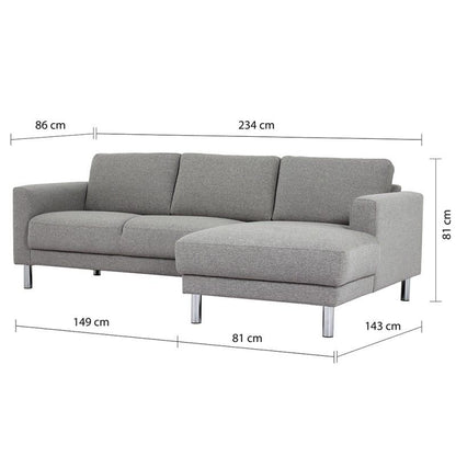 Cleveland Chaiselongue Sofa Right Hand in Nova Light Grey