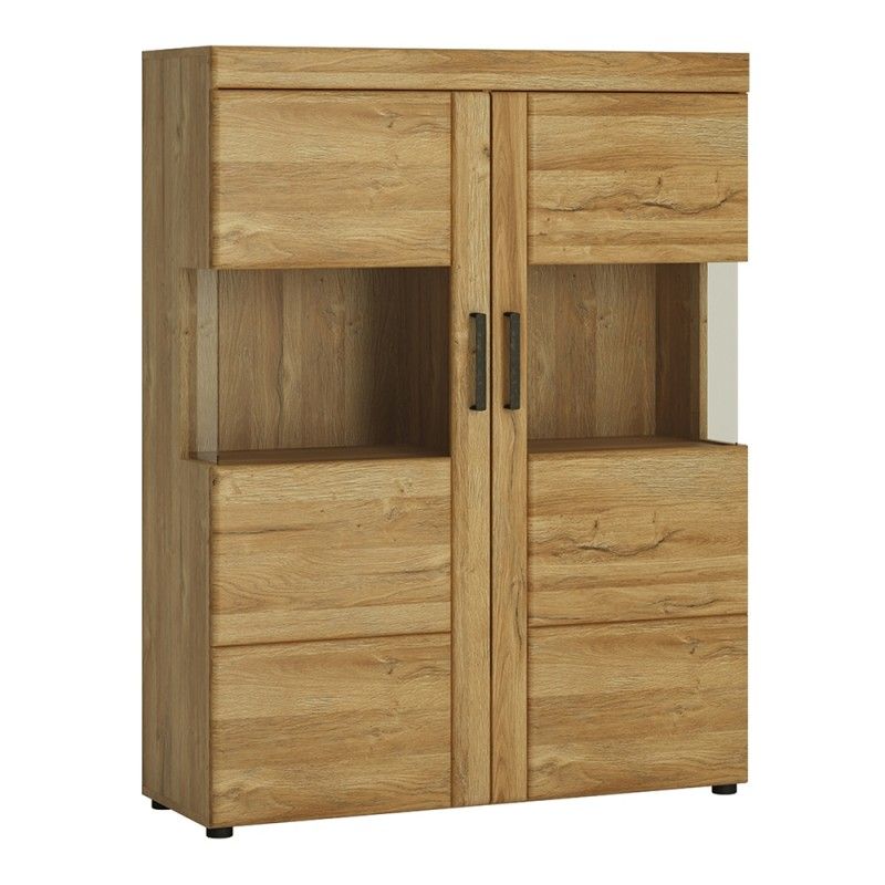 FTG Cortina Low wide 2 door display cabinet in Grandson Oak