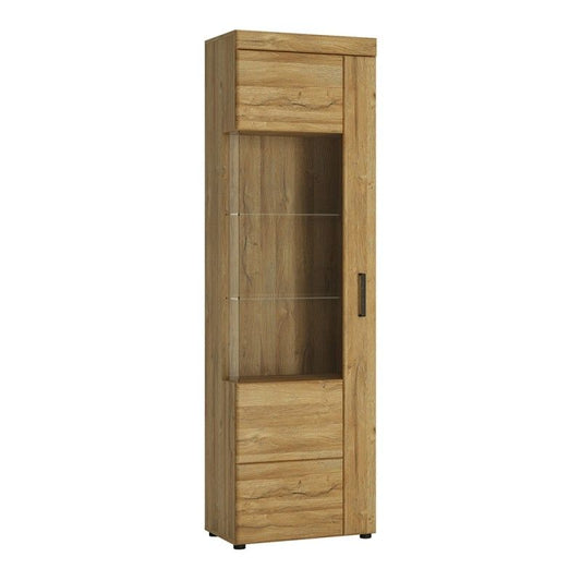 FTG Cortina Tall glazed display cabinet (LH) in Grandson Oak