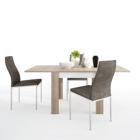 FTG Dining set Lyon Small extending dining table 90/180cm + 4 Milan High Back Chair Dark Brown