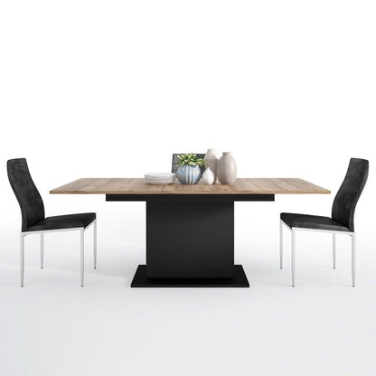 FTG Dining set package Brolo Extending Dining Table + 4 Milan High Back Chair Black