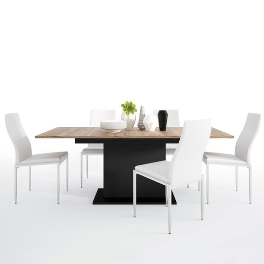 FTG Dining set package Brolo Extending Dining Table + 4 Milan High Back Chair White