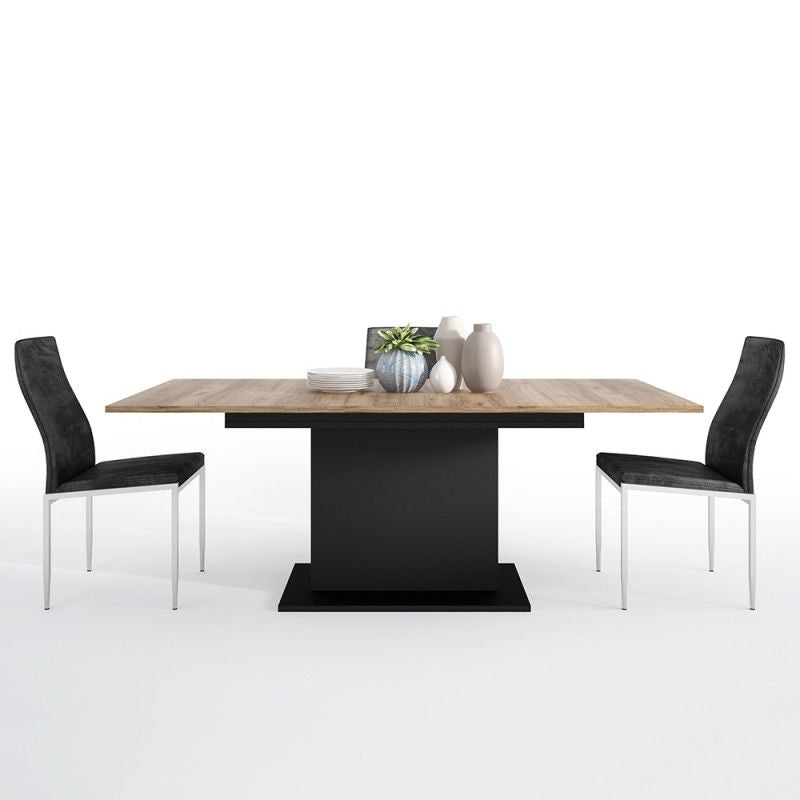 FTG Dining set package Brolo Extending Dining Table + 6 Milan High Back Chair Black