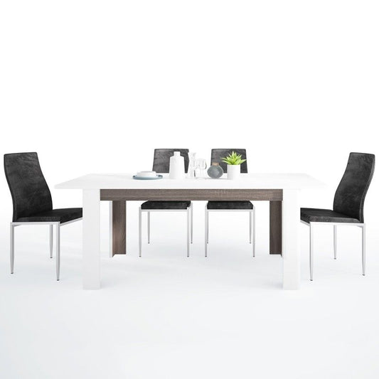 FTG Dining set package Chelsea Living Extending Dining Table + 4 Milan High Back Chair Black