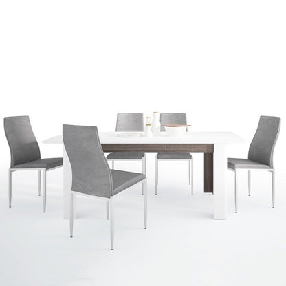 FTG Dining set package Chelsea Living Extending Dining Table + 4 Milan High Back Chair Grey