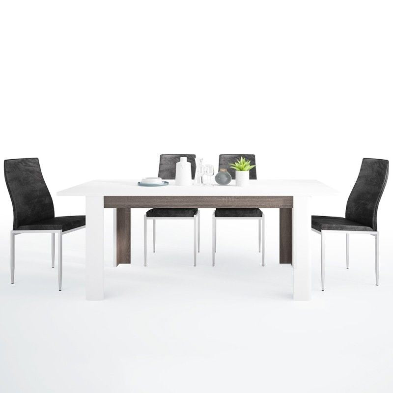 FTG Dining set package Chelsea Living Extending Dining Table + 6 Milan High Back Chair Black