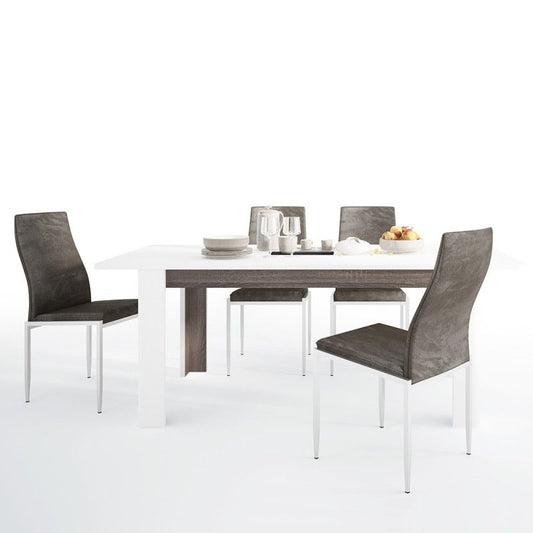 FTG Dining set package Chelsea Living Extending Dining Table + 6 Milan High Back Chair Dark Brown