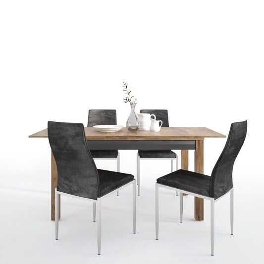 FTG Dining set package Havana extending dining table + 4 Milan High Back Chair Black.